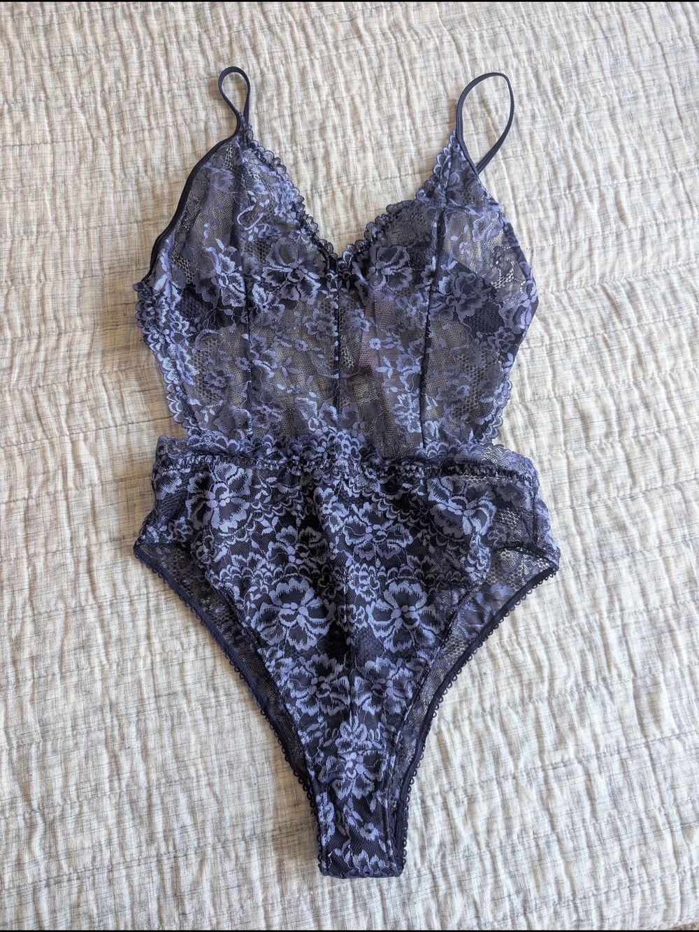 Savage X Fenty Navy Blue Lace Bodysuit